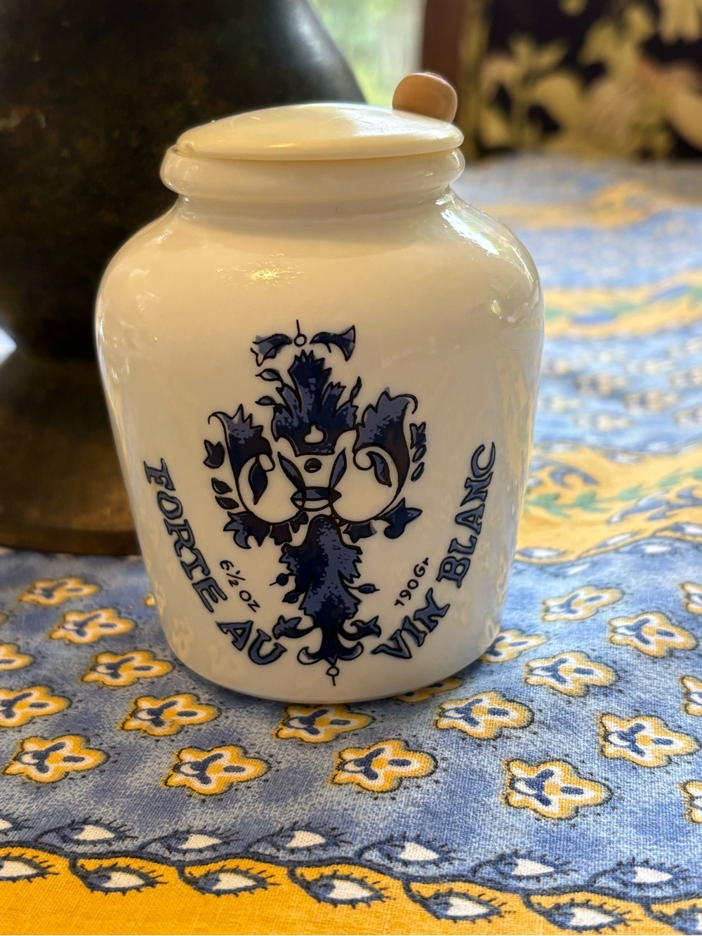 Glass Grey Poupon Mustard Jar and Spoon